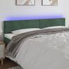 Tăblie de pat cu led, verde închis, 160x5x78/88 cm, catifea