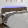 Tăblie de pat cu led, maro închis, 160x5x78/88 cm, textil