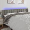 Tăblie de pat cu led, gri deschis, 183x16x78/88 cm, catifea