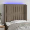 Tăblie de pat cu led, gri taupe, 93x16x118/128 cm, textil