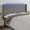 Tăblie de pat cu led, gri închis, 183x16x118/128 cm, textil