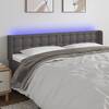 Tăblie de pat cu led, gri, 183x16x78/88 cm, piele ecologică