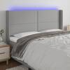 Tăblie de pat cu led, gri deschis, 183x16x118/128 cm, textil