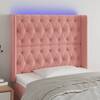 Tăblie de pat cu led, roz, 103x16x118/128 cm, catifea