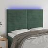 Tăblie de pat cu led, verde închis, 144x5x118/128 cm, catifea