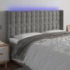 Tăblie de pat cu led, gri deschis, 203x16x118/128 cm, catifea