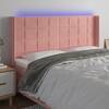 Tăblie de pat cu led, roz, 163x16x118/128 cm, catifea
