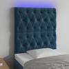 Tăblie de pat cu led, albastru închis, 80x7x118/128cm, catifea