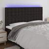 Tăblie de pat cu led, negru, 160x5x118/128 cm, textil
