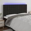 Tăblie de pat cu led, negru, 180x5x118/128 cm, textil