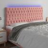 Tăblie de pat cu led, roz, 200x7x118/128 cm, catifea