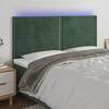 Tăblie de pat cu led, verde închis, 180x5x118/128 cm, catifea