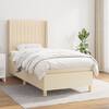 Pat box spring cu saltea, crem, 90x190 cm, textil