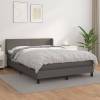 Pat box spring cu saltea, gri, 140x200 cm, piele ecologică