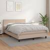 Pat box spring cu saltea, cappuccino, 140x190cm piele ecologică