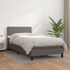 Pat box spring cu saltea, gri, 90x190 cm, piele ecologică