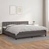 Pat box spring cu saltea, gri, 200x200 cm, piele ecologică