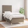 Pat box spring cu saltea, gri taupe, 90x190 cm, textil