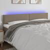 Tăblie de pat cu led, gri taupe, 180x5x78/88 cm, textil