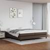 Pat box spring cu saltea, maro, 200x200 cm, piele ecologică