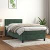 Pat box spring cu saltea, verde închis, 90x200 cm, catifea