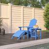Scaun grădină adirondack cu masă, taburet, albastru marin, hdpe
