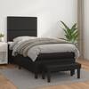 Pat box spring cu saltea, negru, 90x190 cm, piele ecologică