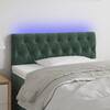 Tăblie de pat cu led, verde închis, 100x7x78/88 cm, catifea