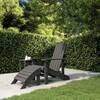 Scaun de grădină adirondack cu suport picioare, antracit, hdpe