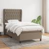 Pat box spring cu saltea, gri taupe, 90x190 cm, textil