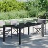 Masă de grădină,negru,190x90x75cm sticlă securizată & poliratan