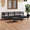 Set mobilier de grădină, 5 piese, negru, lemn masiv de pin