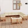 Set mobilier grădină cu perne, 12 piese, maro miere, lemn pin