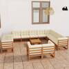 Set mobilier grădină cu perne 13 piese maro miere lemn pin