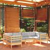 Set mobilier de grădină cu perne, 6 piese, gri, lemn masiv pin