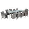 Set mobilier de exterior cu perne, 11 piese, gri, poliratan