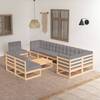 Set mobilier de grădină cu perne, 10 piese, lemn masiv de pin