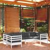 Set mobilier de grădină cu perne, 6 piese, alb, lemn masiv pin