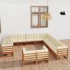 Set mobilier grădină & perne 13 piese maro miere lemn masiv pin