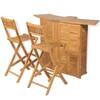 Set de bar cu scaune pliabile, 3 piese, lemn masiv de tec