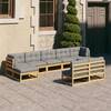 Set mobilier de grădină cu perne, 9 piese, lemn masiv de pin