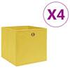 Cutii depozitare, 4 buc., galben, 28x28x28 cm, textil nețesut