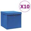 Cutii de depozitare cu capac, 10 buc., albastru, 28x28x28 cm