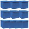 Cutii depozitare cu capace 10 buc. albastru 32x32x32 cm textil