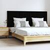 Tăblie de pat pentru perete, negru, 166x3x60 cm, lemn masiv pin