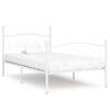 Cadru de pat cu bază din șipci, alb, 100 x 200 cm, metal