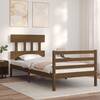 Cadru de pat cu tăblie, maro miere, 90x200 cm, lemn masiv