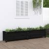 Strat înălțat de grădină, negru, 199,5x40x39 cm, lemn masiv pin