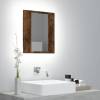 Dulap cu oglindă de baie led, stejar fumuriu, 40x12x45 cm, lemn