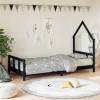 Cadru de pat pentru copii, negru, 90x190 cm, lemn masiv de pin